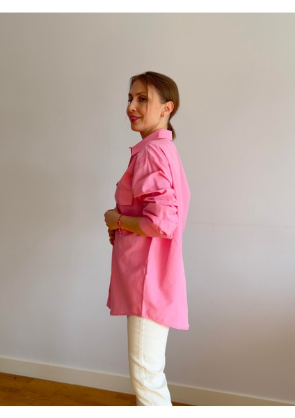 Oversize Cepli Gömlek Pembe fiyatları