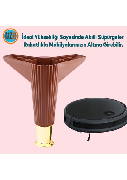 Mobilya Çekyat Kanepe Komidin Sehpa Tv Ünitesi Koltuk Ayağı - 15 cm - Ceviz Altın 4 Adet fırsatları