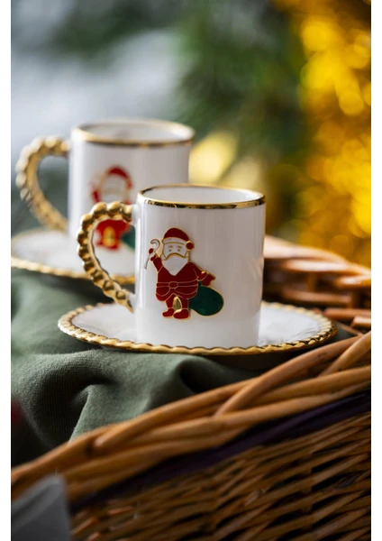 Dario 2 Kişilik Noel Baba Kahve Fincanı Takımı - 90 ml