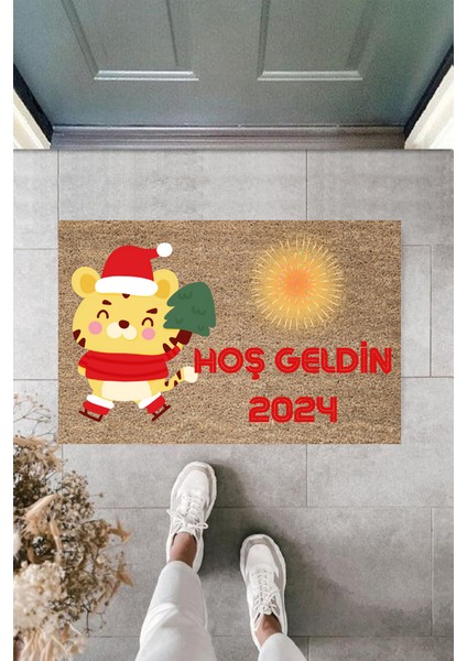 Yeni Yıl Konsepti Dijital Baskı PY-175111122 Kapı Önü Paspası