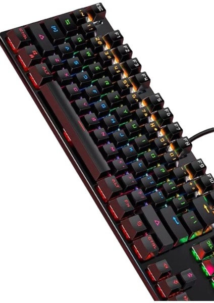 Siyah Rgb Mekanik Klavye - Mavi Switch, 9 Aydınlatma Modlu, Blue Switch Oyun ve E-Spor Klavyesi