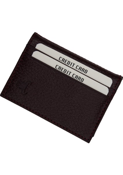 Bordo Lacivert Deri Unisex Kartlık Cüzdan