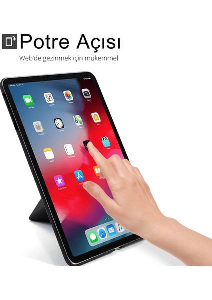 iPad Air 4 10.9 Inç Uyumlu Renkli Karbon Trifolding Kalem Bölmeli Tablet Kılıfı