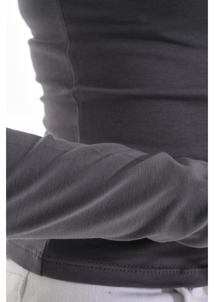 Likralı Pamuk Tişört-Slim Fit -Füme fırsatları