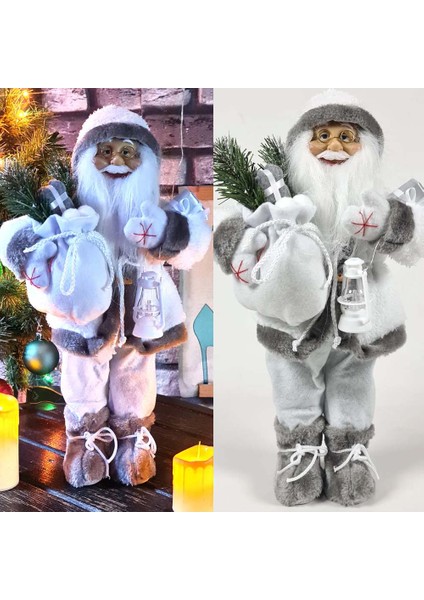 Noel baba Figür Biblo Yılbaşı Süsü 45 cm Büyük Boy Beyaz Noel Baba ME126R