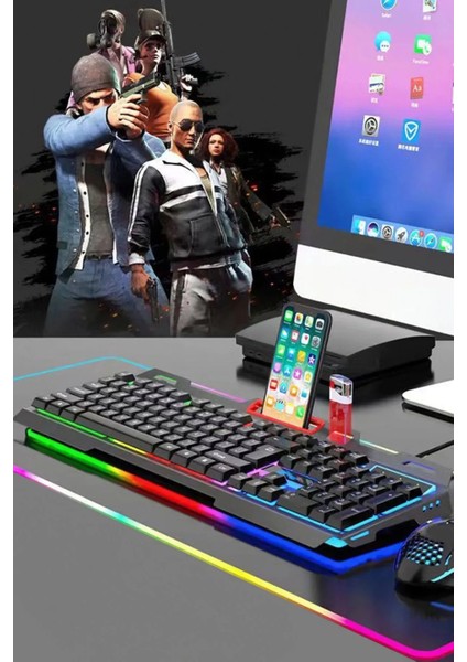 Rgb Işıklı Gaming Oyuncu Klavye Mouse Seti Türkçe Q Klavye Oyun Klavye Mouse Seti