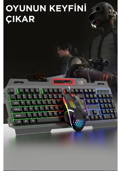 Rgb Işıklı Gaming Oyuncu Klavye Mouse Seti Türkçe Q Klavye Oyun Klavye Mouse Seti