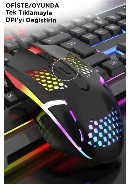 Rgb Işıklı Gaming Oyuncu Klavye Mouse Seti Türkçe Q Klavye Oyun Klavye Mouse Seti