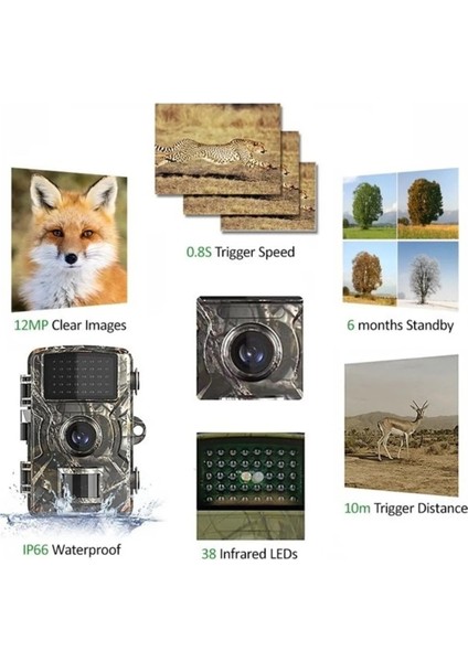 Nivego Fotokapan Avcı Kamera 1080P Doğa ve Outdoor Gece Görüşlü Kamera Su Geçirmez Hareket Sensörlü