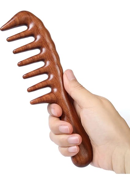 Ahşap Sandal Ağacı Gugu Masaj Yüz Masaj Gua Sha Saç Tarağı Model 6