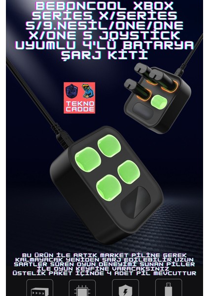 Xbox Series X/series S/9.nesil/Xbox One/one X/one S Joystick 400 mah X4 Pil Şarj Stand