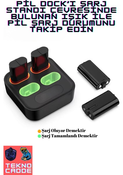 Xbox Series X/series S/9.nesil/Xbox One/one X/one S Joystick 400 mah X4 Pil Şarj Stand