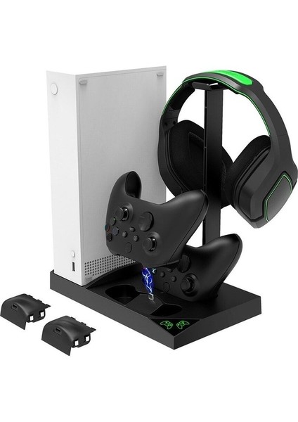 XBX013 Oyun Hazneli Kulaklık Tutucu Xbox Series x Joystick Pil Şarj Soğutucu Stand
