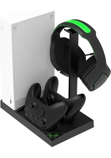 XBX013 Oyun Hazneli Kulaklık Tutucu Xbox Series x Joystick Pil Şarj Soğutucu Stand