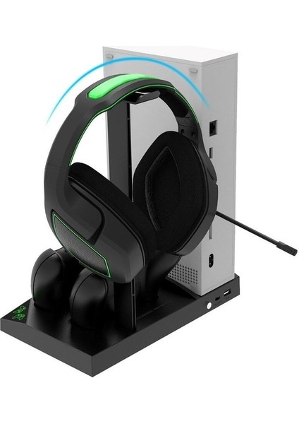 XBX013 Oyun Hazneli Kulaklık Tutucu Xbox Series x Joystick Pil Şarj Soğutucu Stand