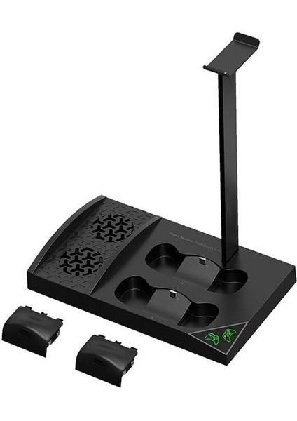 XBX013 Oyun Hazneli Kulaklık Tutucu Xbox Series x Joystick Pil Şarj Soğutucu Stand