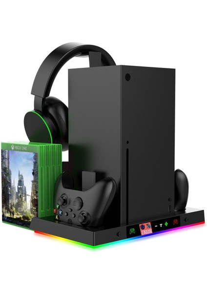 XBX-023S Disk Tutucu Kulaklık Askısı Joystick Şarj Xbox Series x Rgb Soğutucu Fan Stand