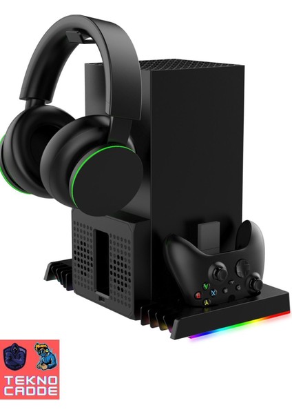XBX-023S Disk Tutucu Kulaklık Askısı Joystick Şarj Xbox Series x Rgb Soğutucu Fan Stand