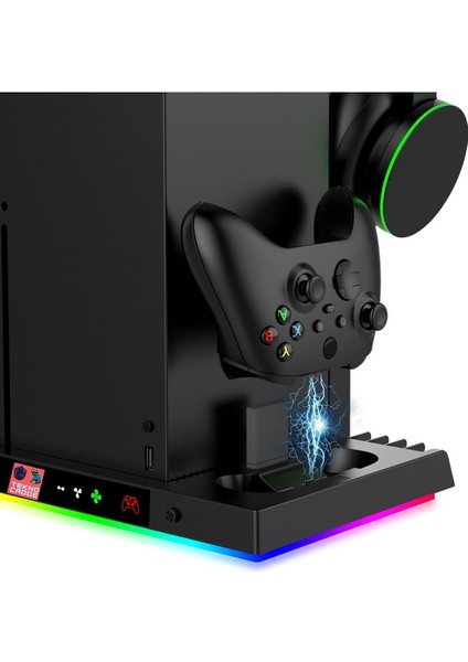 XBX-023S Disk Tutucu Kulaklık Askısı Joystick Şarj Xbox Series x Rgb Soğutucu Fan Stand