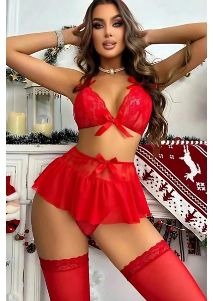Modlive Kırmızı Etek Modeli Sütyen Etek Takım Modelleri 52113 fiyatları