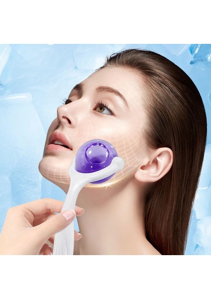 Face Ice Roller Sıcak ve Soğuk Gua Sha Yüz Masaj Silindiri Mor Renk