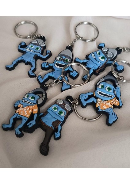 Anahtarlık 6 Adet Sevimli Crazy Frog Araba Çanta Cüzdan Süsü modelleri