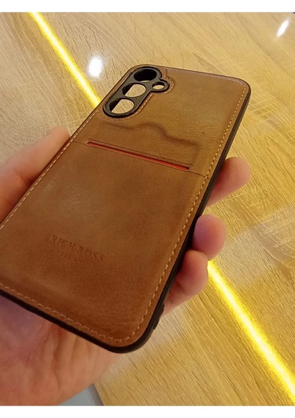 Samsung Galaxy S23 Fe Deri Kartlıklı Içi Karbon Darbe Korumalı Kamera Korumalı Kılıf