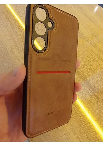Samsung Galaxy S23 Fe Deri Kartlıklı Içi Karbon Darbe Korumalı Kamera Korumalı Kılıf