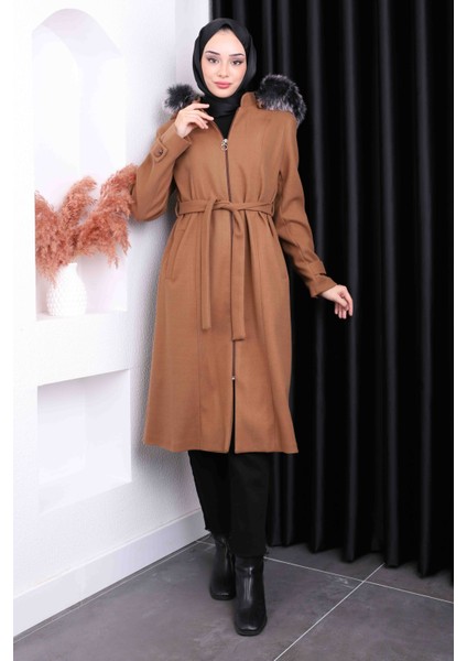 Camel Bel Kuşaklı Kaşe Kaban fiyatları