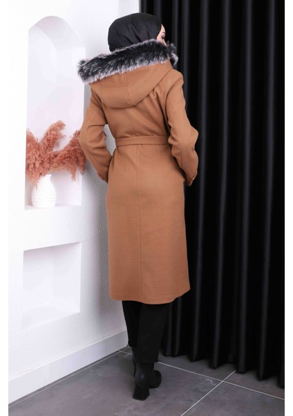 Camel Bel Kuşaklı Kaşe Kaban fırsatları