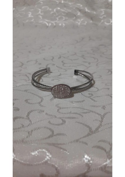 Çelik Bileklik Zirkon Taşlı Kelepçe Bilezik modelleri