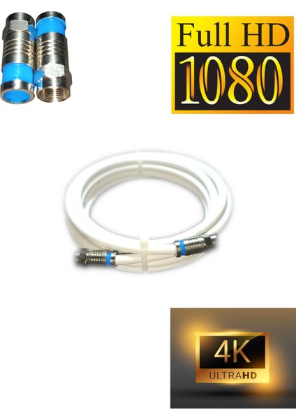 Rg6-U6 4k/full Hd /3d Saf Çelik F Konnektörlü Tv Uydu Kablosu 2(Metre)