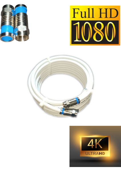 Rg6-U6 4k/full Hd/3d Saf Çelik F Konnektörlü Anten Uydu Kablosu (10 Metre)