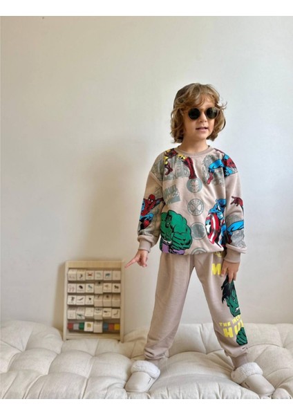 Marvel Baskılı,3 Iplik Çocuk Eşofman Takımı