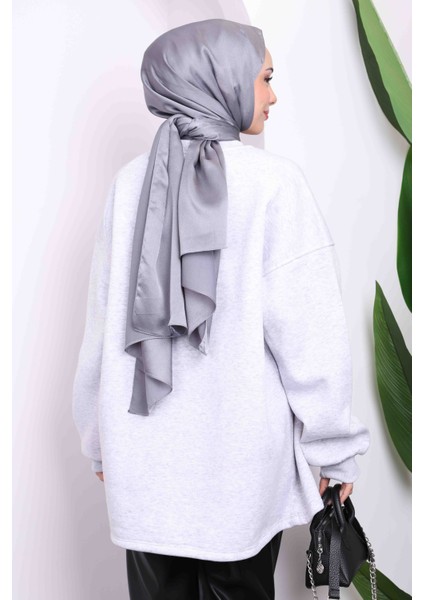 Gri Bisiklet Yaka Üç İplik Sweat Tunik fırsatları