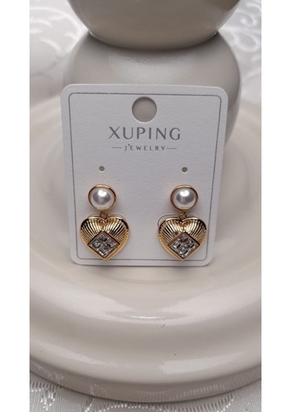 Xuping Küpe Kare Taşlı, Incili Küpe, Kalp Çelik Küpe