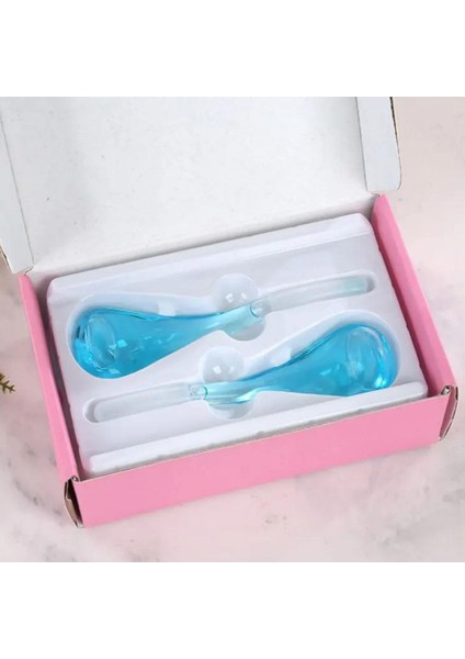 Face Ice Roller Gua Sha Çiftli Yüz Buz Masaj Topu Mavi Renk