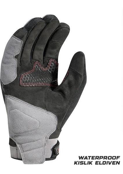 Motosiklet Kışlık Eldiven Waterproof Oxford ve Deri Kumaş Premium Motor Korumalı Eldiveni Red modelleri