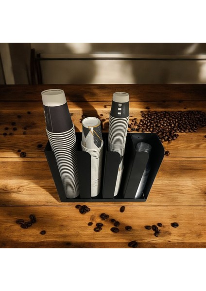 4 Bölmeli Karton,plastik Bardak Kapak Standı