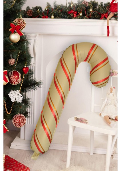 Yılbaşı Süsü Krem Baston Şeker Folyo Balon 40-83 cm