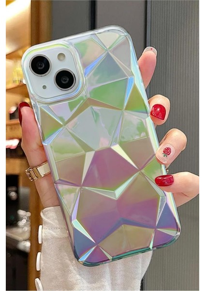 Apple iPhone 15 Uyumlu 3D Prizma Desenler Hologram Çok Renkli Esnek Silikon Kılıf