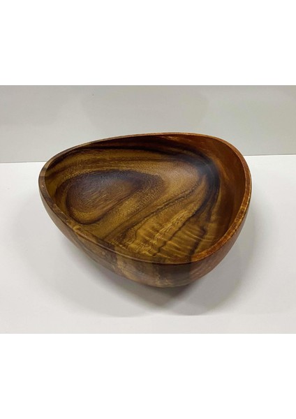 Ahşap Sunumluk Bol Kase Meyvelik 25 cm Üçgen