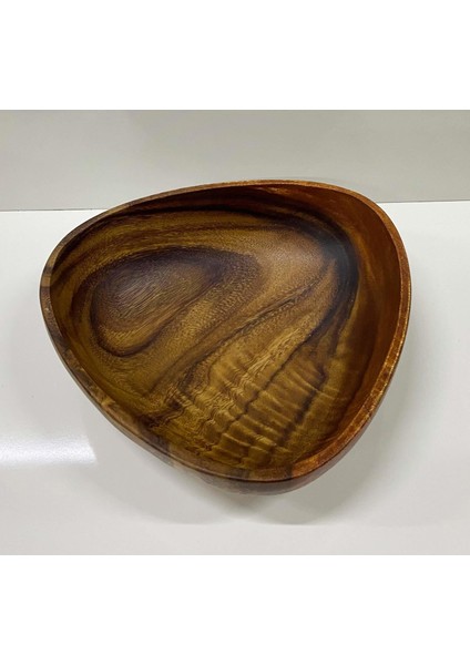 Ahşap Sunumluk Bol Kase Meyvelik 25 cm Üçgen
