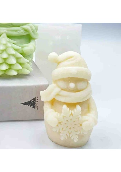 Kardan Adam Kokulu Dekoratif Mum ( Yılbaşı Süslemesi, Dekorasyon)