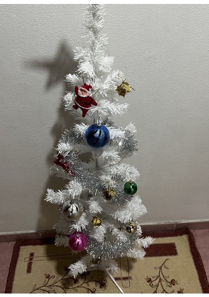 120 cm Beyaz Yılbaşı Çam Ağacı Seti (Süs+Tepelik) fiyatları