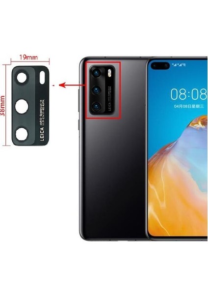Huawei Uyumlu P40 Arka Kamera Camı Lens Yapışkanlı