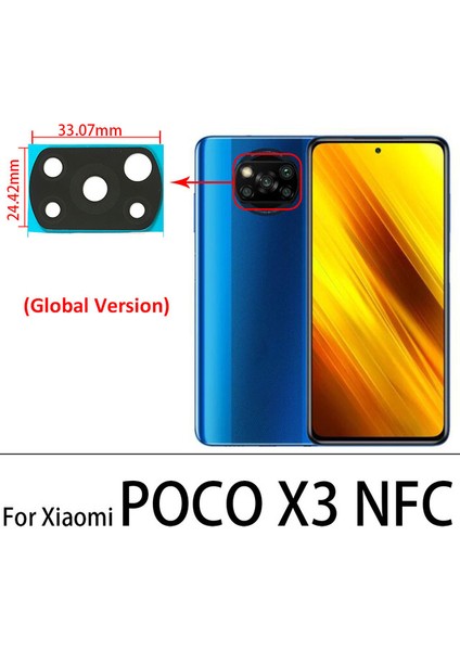 Xiaomi Pocophone X3 Nfc Arka Kamera Camı Lens Yapışkanlı