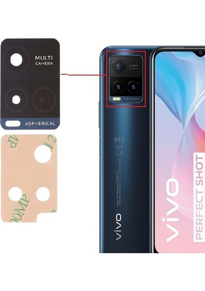 Vivo Y21S Arka Kamera Camı Lens Yapışkanlı