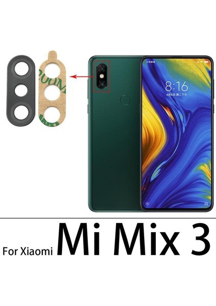 Xiaomi Mi Mix 3 Arka Kamera Camı Lens Yapışkanlı