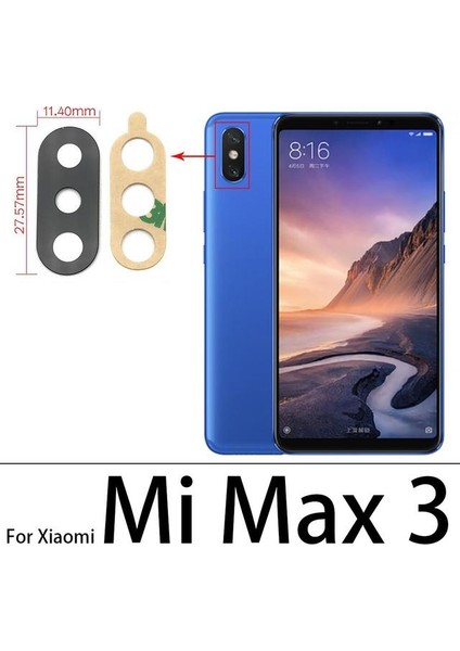 Xiaomi Mi Max 3 Arka Kamera Camı Lens Yapışkanlı